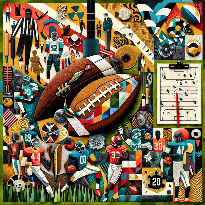 Contemporary Football Collage: Intricate Depiction of the Game