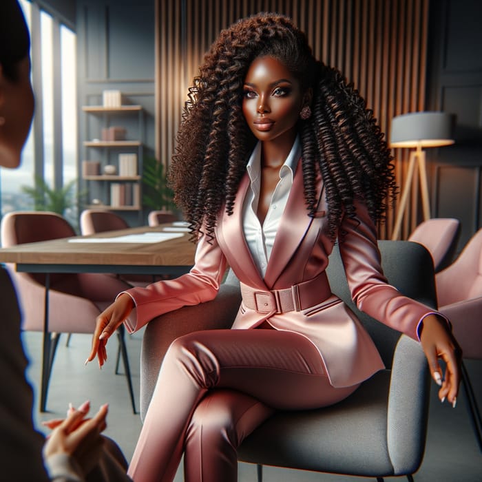 Empowering Black Woman CEO in Sleek Office - Success Portrait