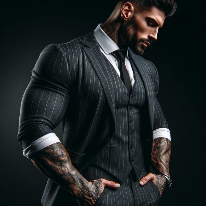 Muscular Italian Mafia Boss in Designer Suit - Rugged and Handsome