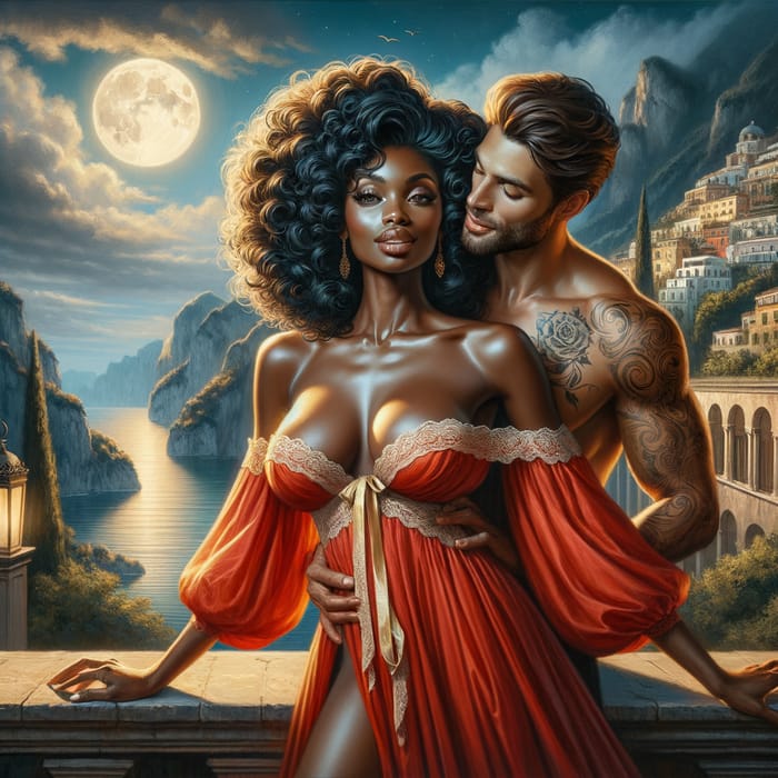 Romantic Love on Amalfi Coast: Captivating Black Woman & White Husband