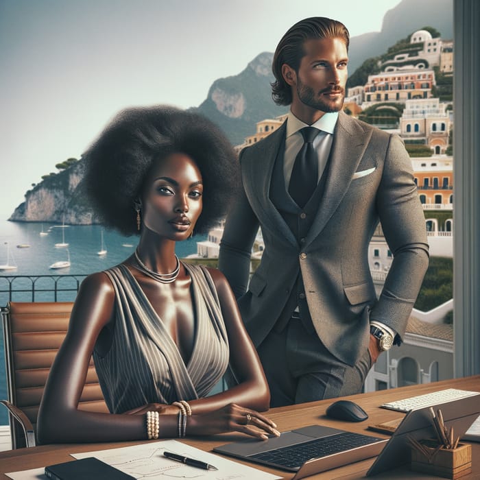 Stylish Business Couple at Italian Villa: Love & Collaboration