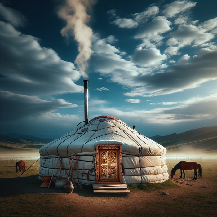 Serene Mongolian Yurt on Peaceful Steppe