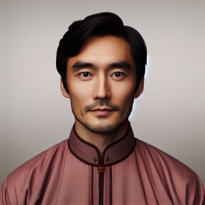Portrayal of a 30-Year-Old Mongolian Man in Traditional Attire