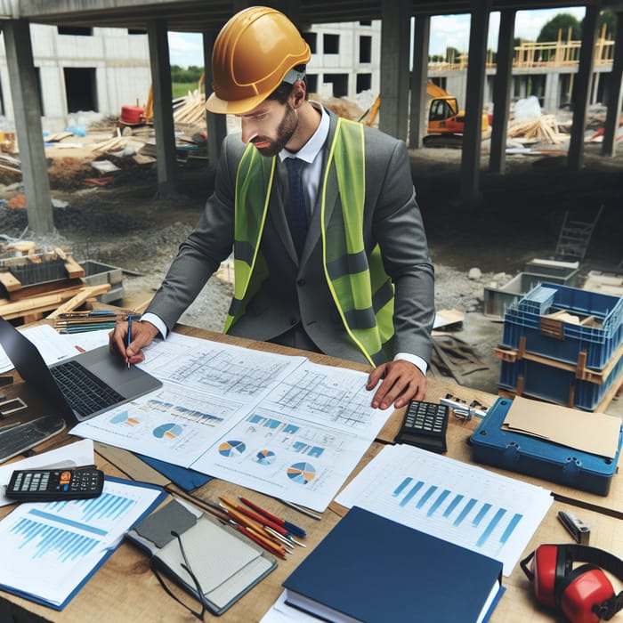 Consultant Analyzing Six Sigma Models at Construction Site