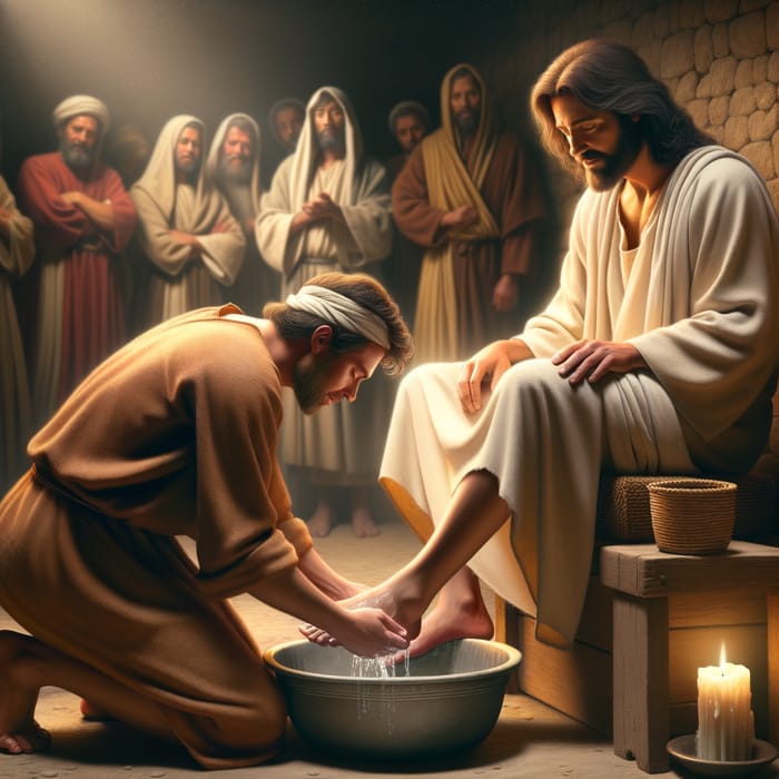 Jesus Washing Disciple's Feet: Biblical Scene