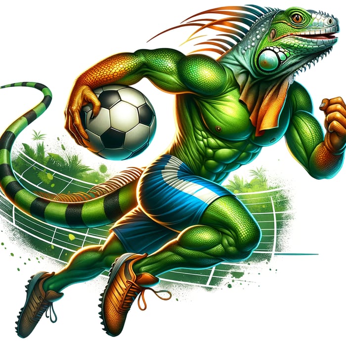 Sportive Emerald Iguana: Athletic & Vibrant in Action