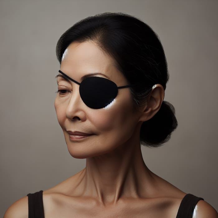 Middle-Aged Woman in Black Eyepatch | Profile Side View