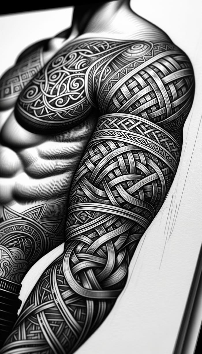 Intricate Viking Knotwork Sleeve Tattoo Artwork