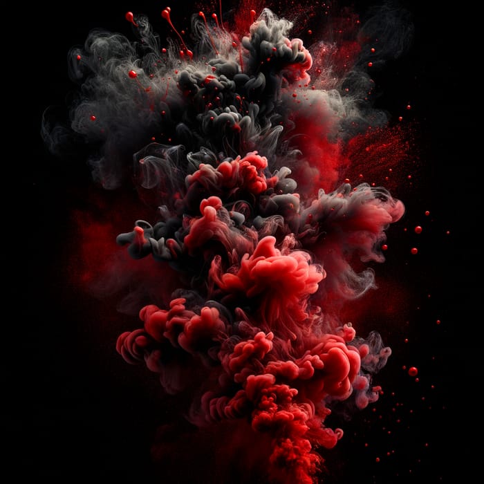 Eerie Red Smoke and Blood Splatters on Black Background