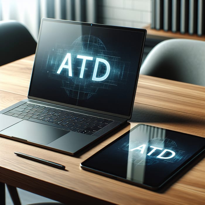 Stylish ATD Laptop and Tablet on Desk