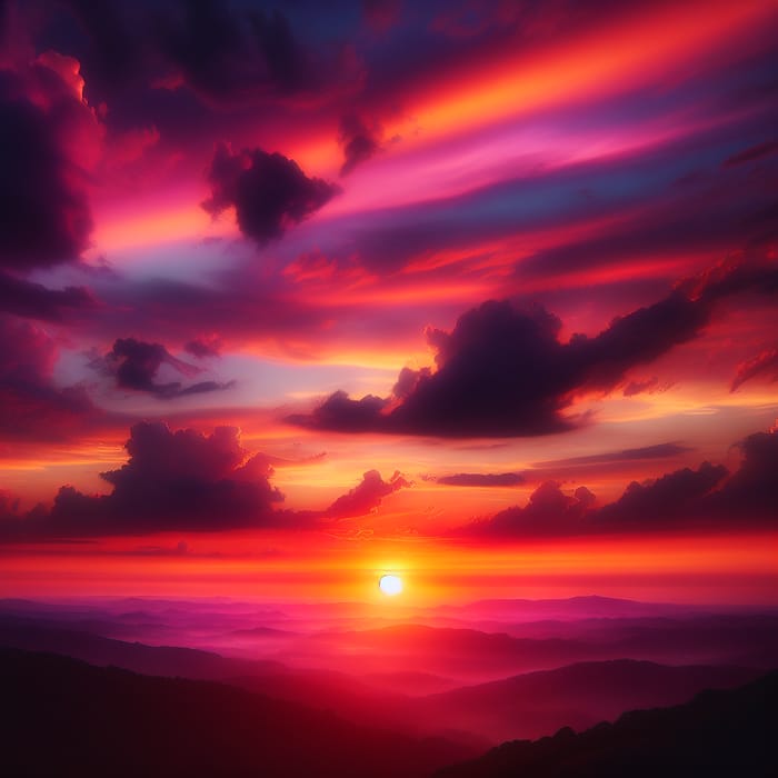 Spectacular Sunset with Vibrant Orange, Pink, and Purple Hues