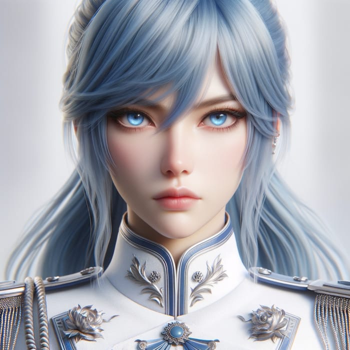 Hyper Realistic Portrait of Blue-Haired Female Warrior - Esdeath