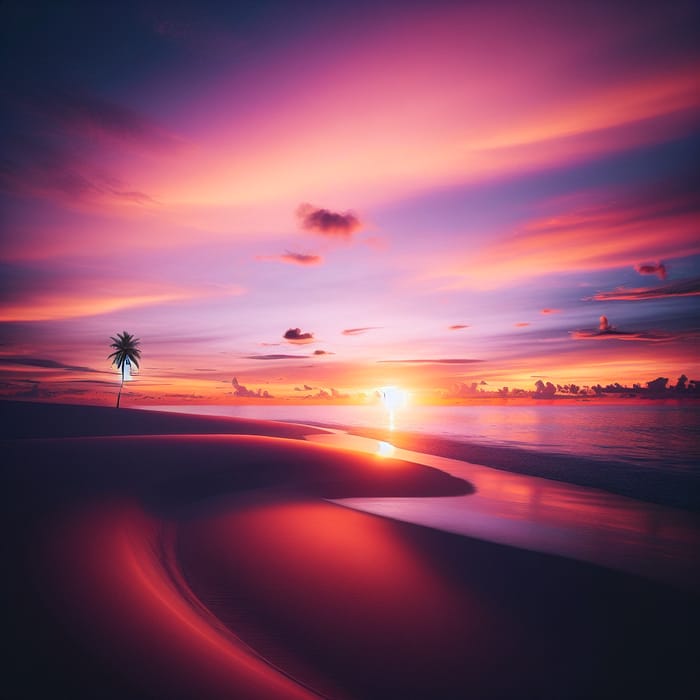 Serene Beach Sunset - Minimalist Beauty