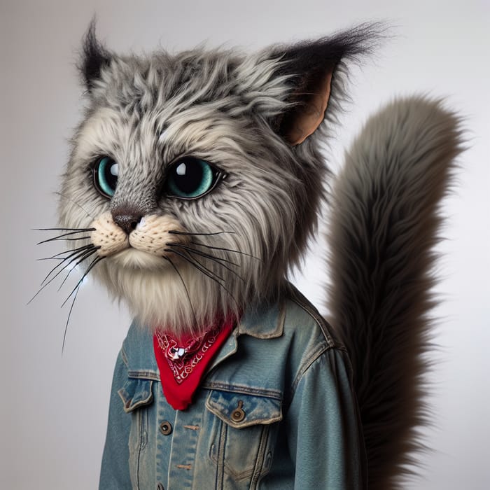 Grey Furry Hybrid Cat - Mystical Creature