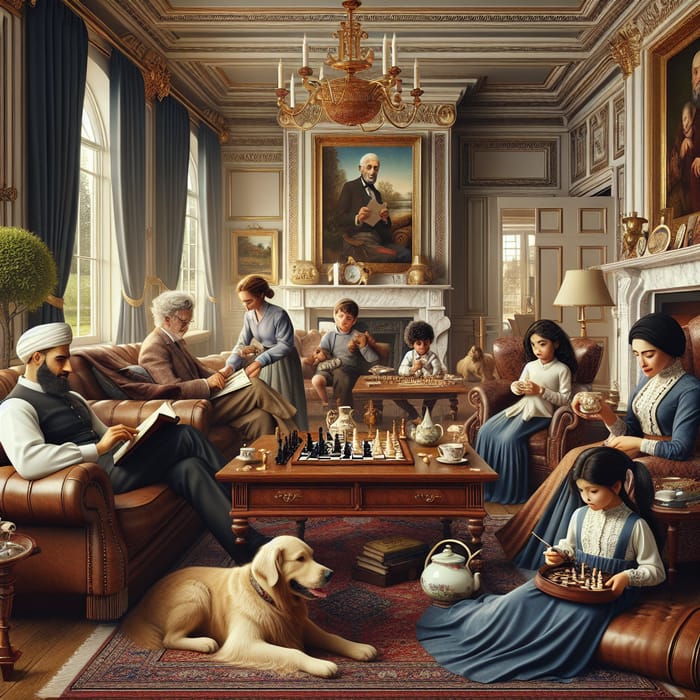 Luxurious Multicultural Family Scene: Diverse Opulence