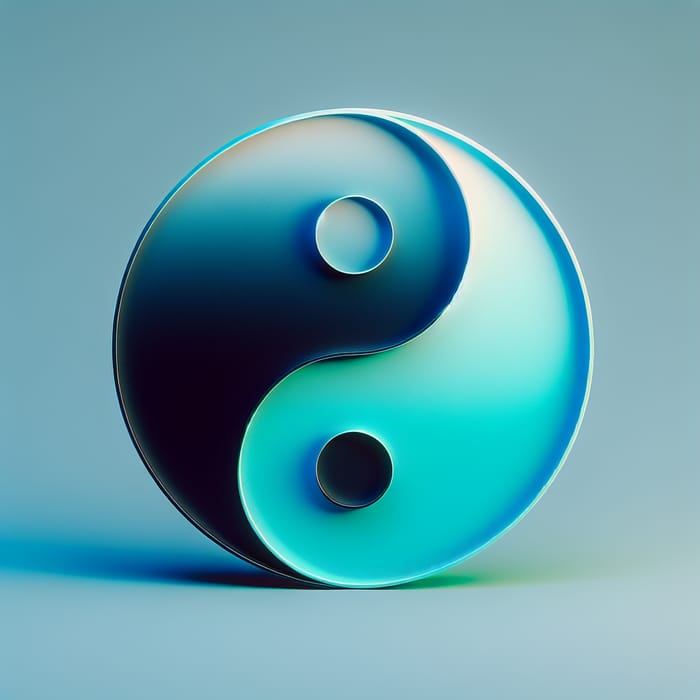 Yin Yang Symbol in Single-Tone Blue and Green, High Resolution