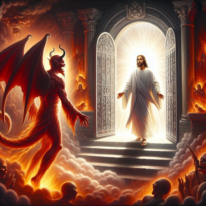 Jesus Confronts Satan in Hell with Divine Light