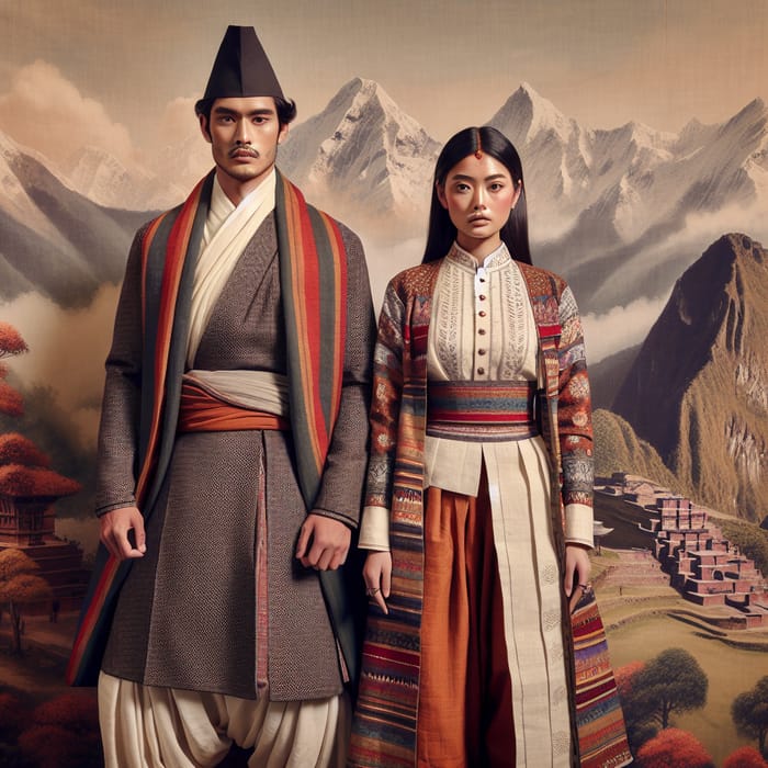 Nepali Traditional Dress: Man & Woman in Authentic Attire