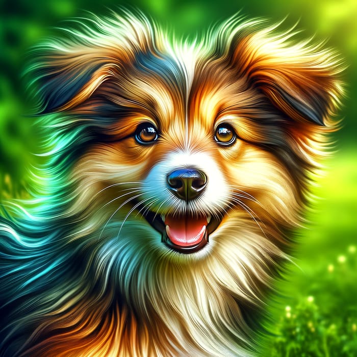 Playful Dog in a Vibrant Green Scene