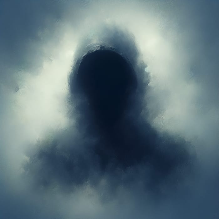 Enigmatic Silhouette in Mist: Solitude & Enigma