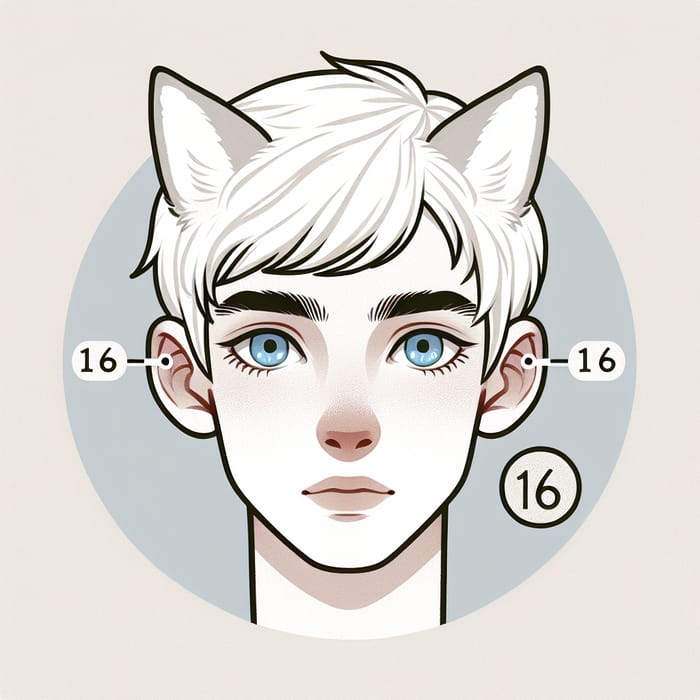 16-Year-Old Boy with Dog Ears, Dog Tail, White Fur, Pale Skin & Blue Eyes