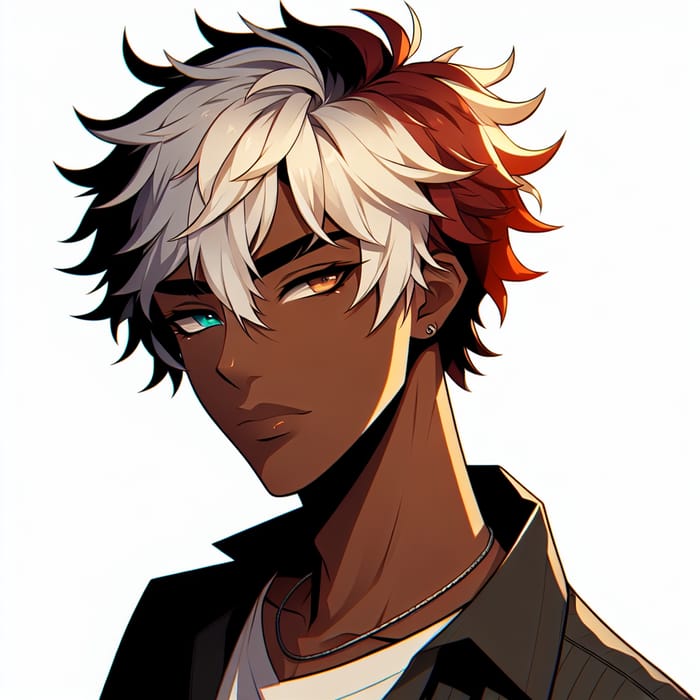 Anime Man with Vibrant Hair and Determined Look