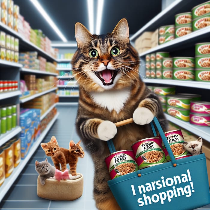 Smiling Cat Shopping for Supplies | Adorable feline