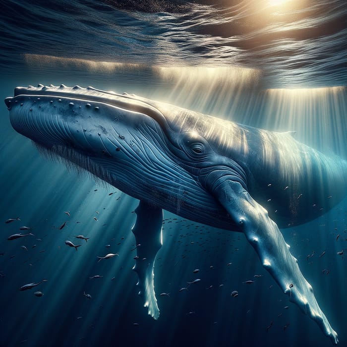 World's Largest Animal: Blue Whale in Sunlit Ocean