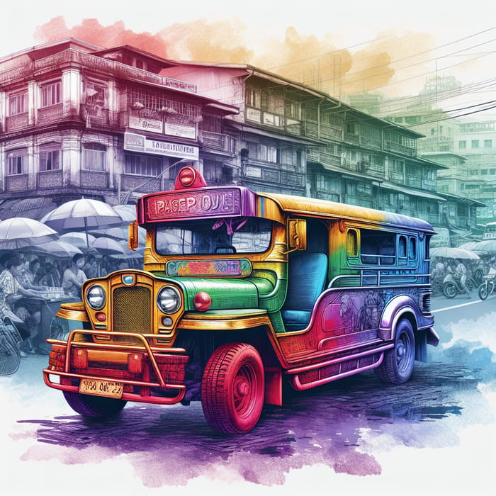 Detailed and Vibrant Jeepney Phaseout Design with Fading Gradient