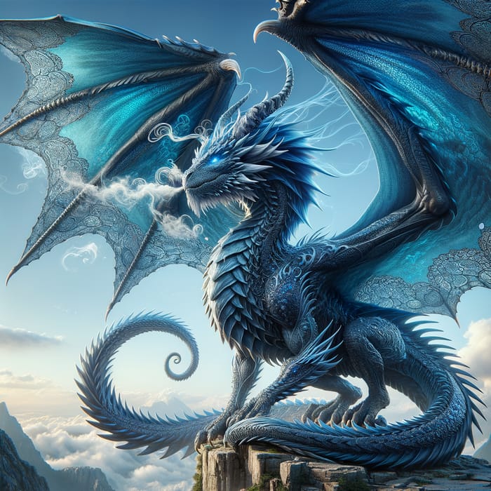 Majestic Blue Dragon - Sapphire Hue Legend | AI Art Generator | Easy ...