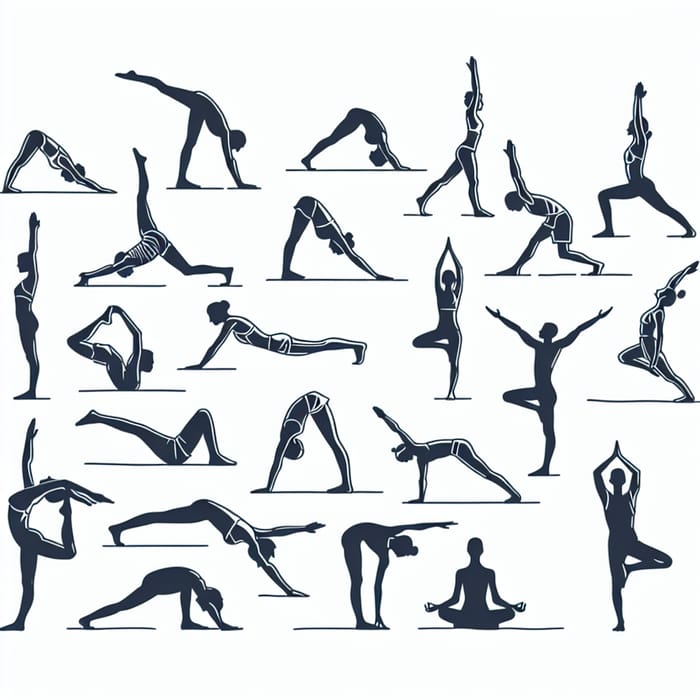 Minimalistic Yoga Poses in Various Silhouettes