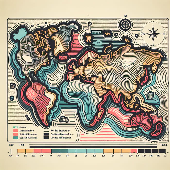 Colorful Global Borders Map Illustration