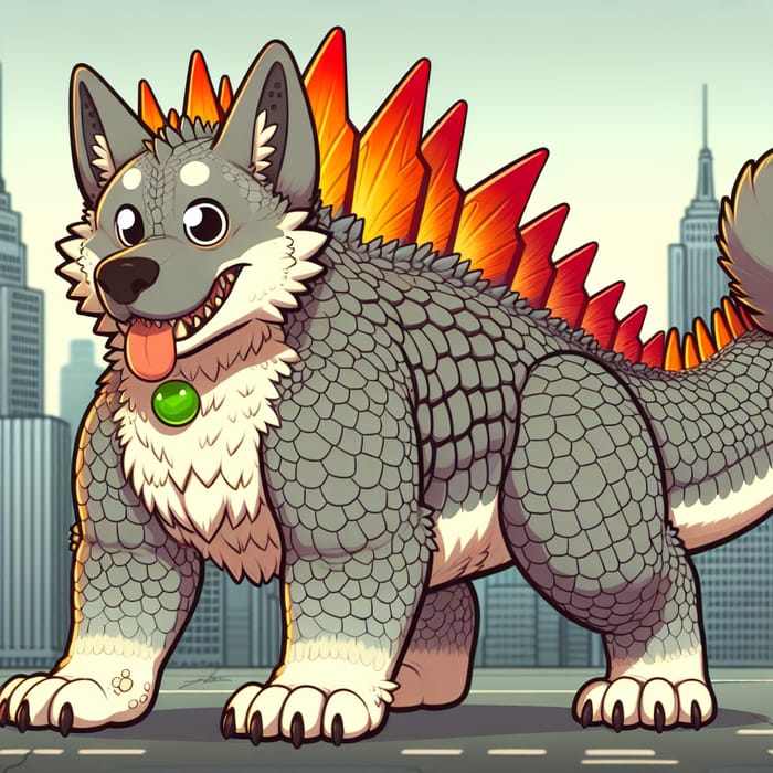 Kaiju-Style Dog Furry Cartoon: Massive Friendly Monster Artwork