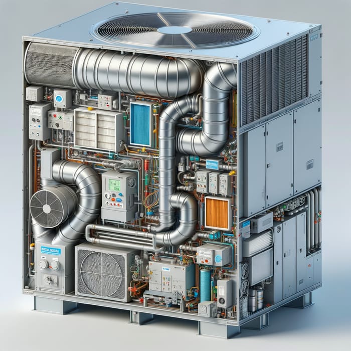 3D Rendering of Air Handler Unit - Detailed Components Showcase