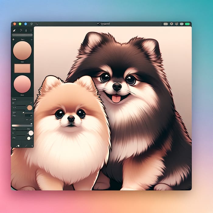 Playful Pomeranian Dogs Desktop Wallpaper
