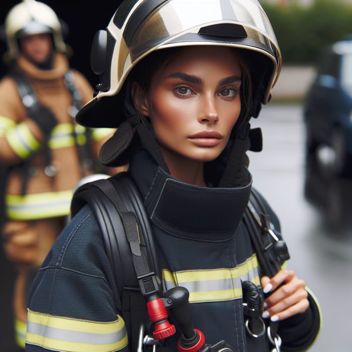 Female Civil Firefighter - Ready for Emergency Training