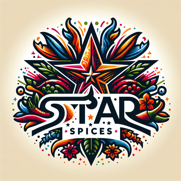 Vibrant STAR SPICES Logo Design | Unleash Flavor Sensations