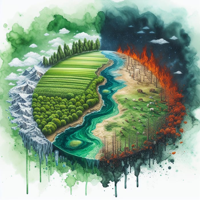 Climate Change Watercolor Art