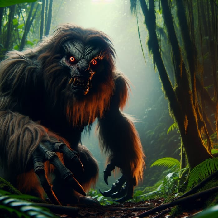 Sinister Rainforest Monster: Suspenseful Encounter