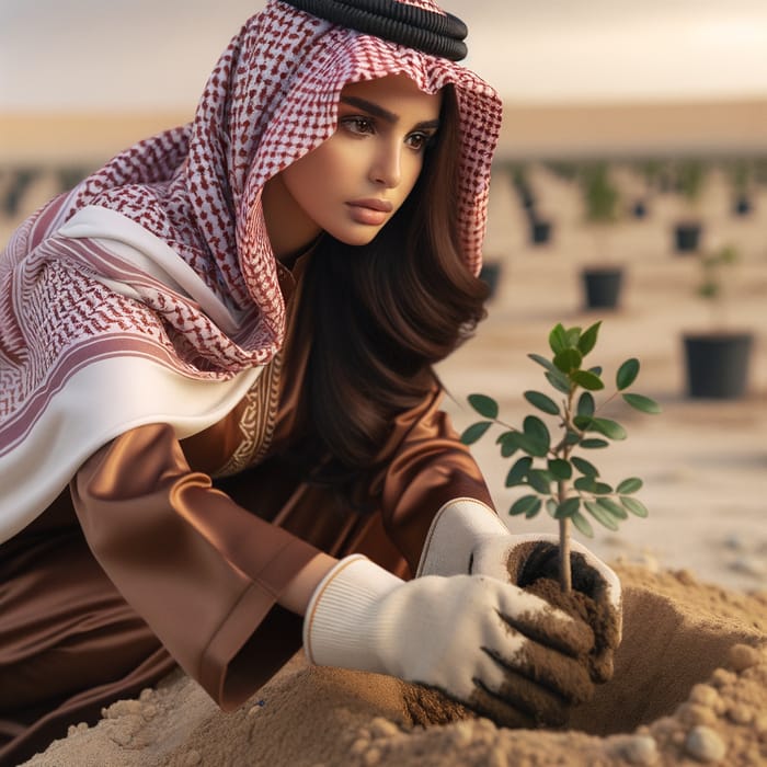Qatari Woman Volunteering for Environmental Service
