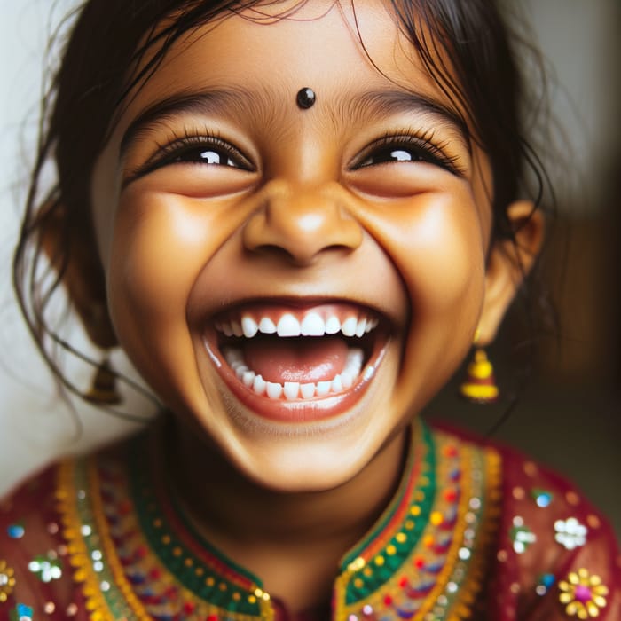 Laughing Girl in Traditional Clothing