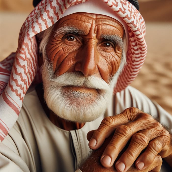 Elderly Arabian Gulf Man in Traditional Attire