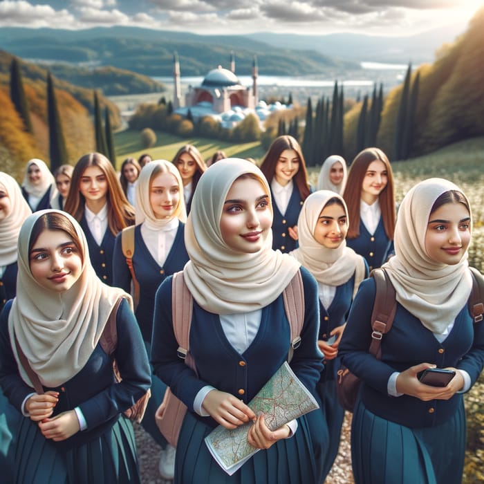Respectful Middle-Eastern Female Students School Outing