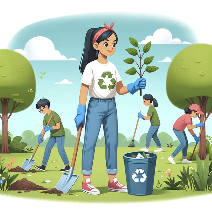 Girl Volunteering for Environmental Service