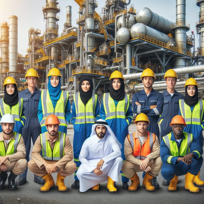 Qatari Workers at Oil Extraction Site