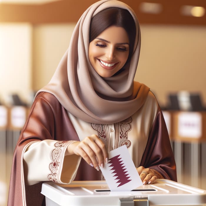 Qatari Woman Voting in Elections | Lady in Traditional Attire