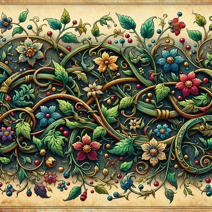 Ornate Floral Border Design: Intricate Vines & Flowers