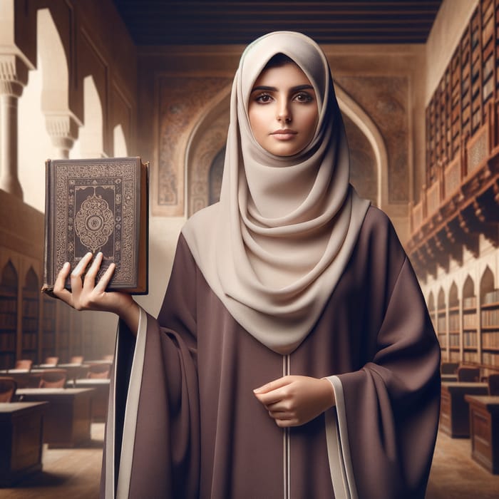 Qatari Woman Encouraging Education in Cultural Setting