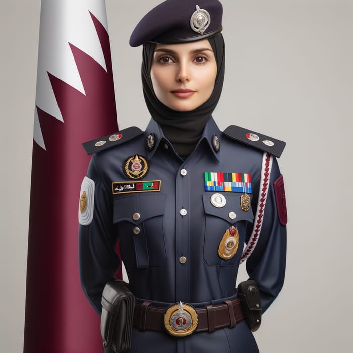 Qatari Policewoman in Traditional Uniform