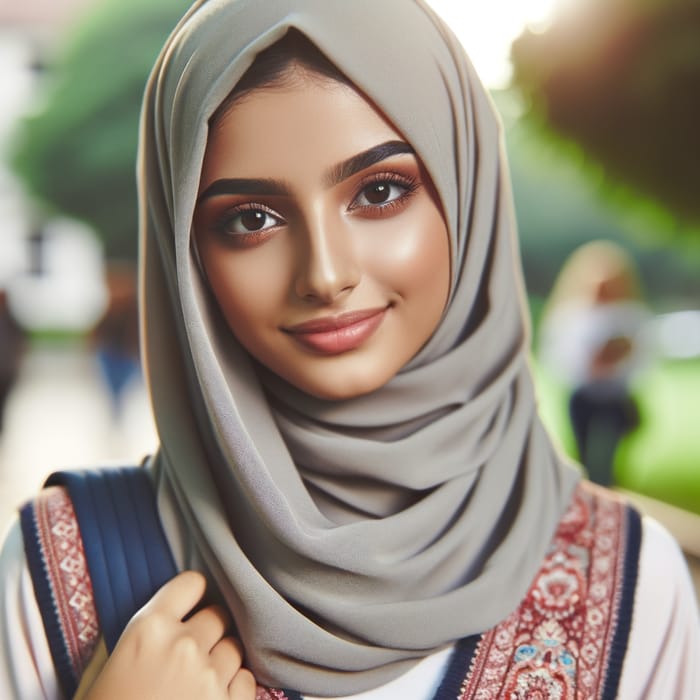 Beautiful Modest Student Wearing Hijab